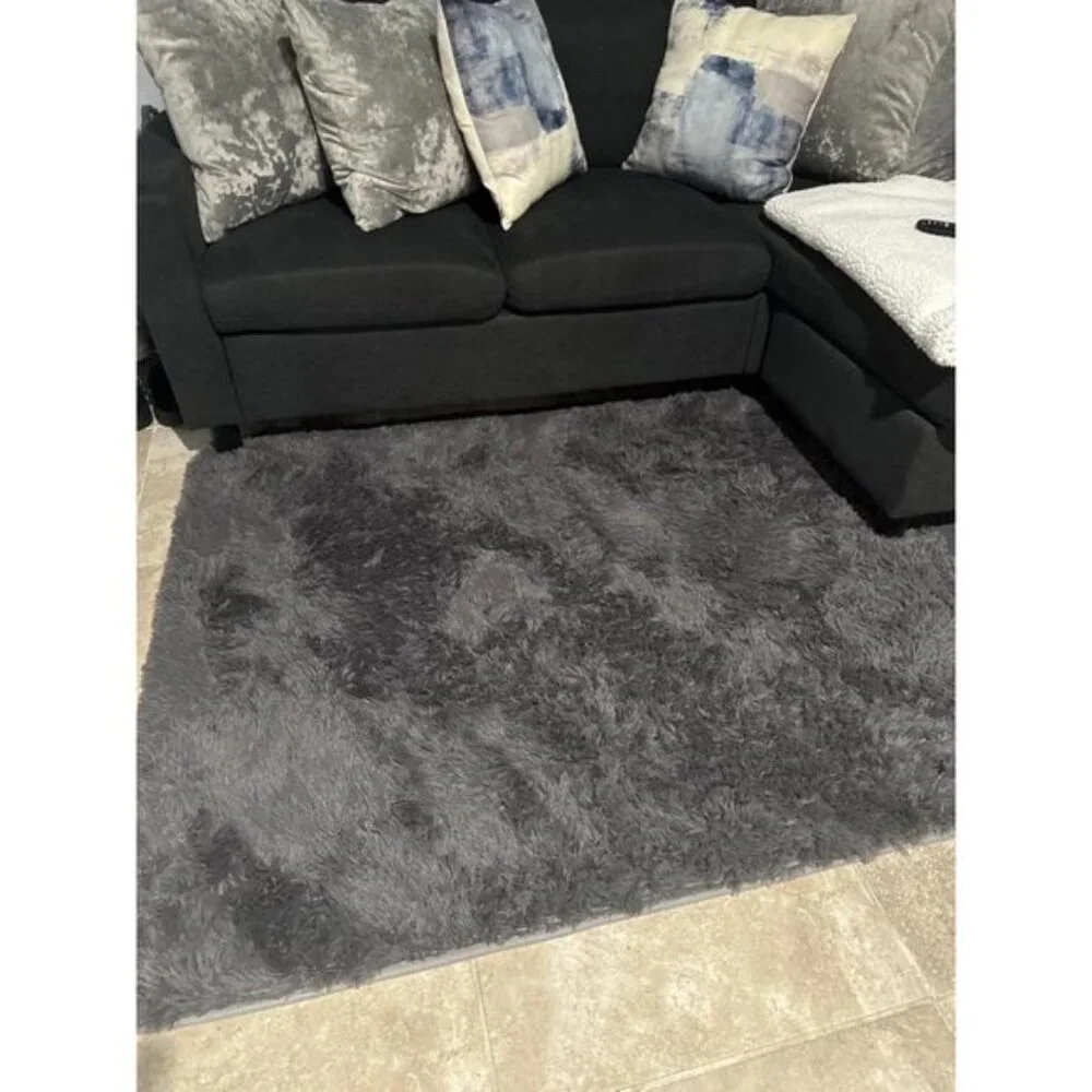 New 4x6 Soft Grey Shag Rug Washable Fluffy Carpet for Bedroom Nursery Dorm